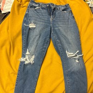 NWT Women’s Old Navy distressed curvy high rise O.G. straight jeans size 14 Tall